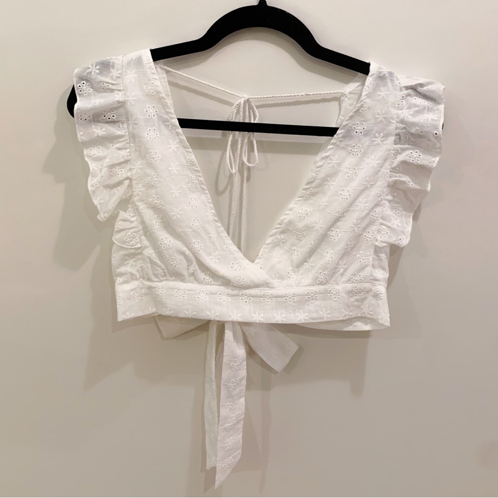 Eyelet Ruffle Crop Top (never worn)